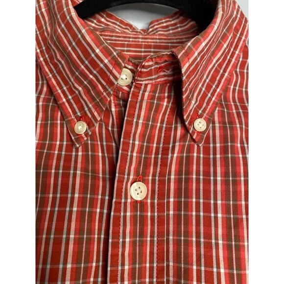EDDIE BAUER MEN'S SHORT SLEEVE RED PLAID RELAXED FIT COTTON SHIRT SZ M - Picture 4 of 5
